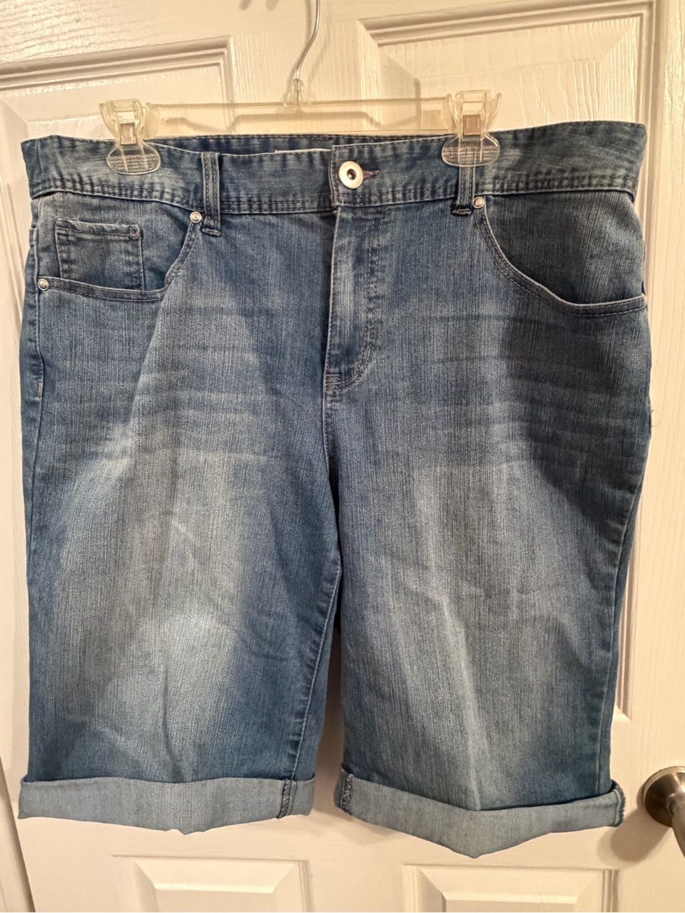 Christopher & Banks Women's Light Blue Denim Bermuda Shorts